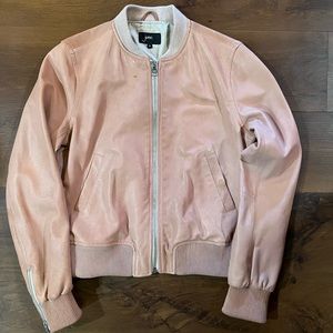 june bomber style, blush leather jacket